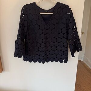 Ann Taylor Navy Circle Appliqué V-Neck Tunic